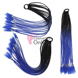 Coada de par afro impletita Premium de 60 cm ombre, set 12 bucati Brunet cu Indigo 2Z20#
